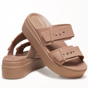 CROCS Tan Wedge Sandals